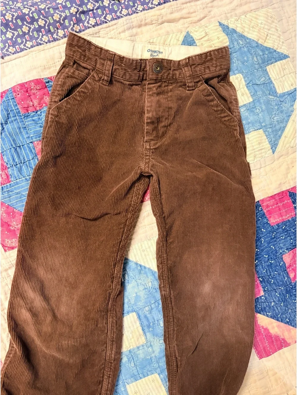 Vintage OshKosh B'gosh Brown Corduroy Pants Toddler Boys Size 5 Adjustable Waist